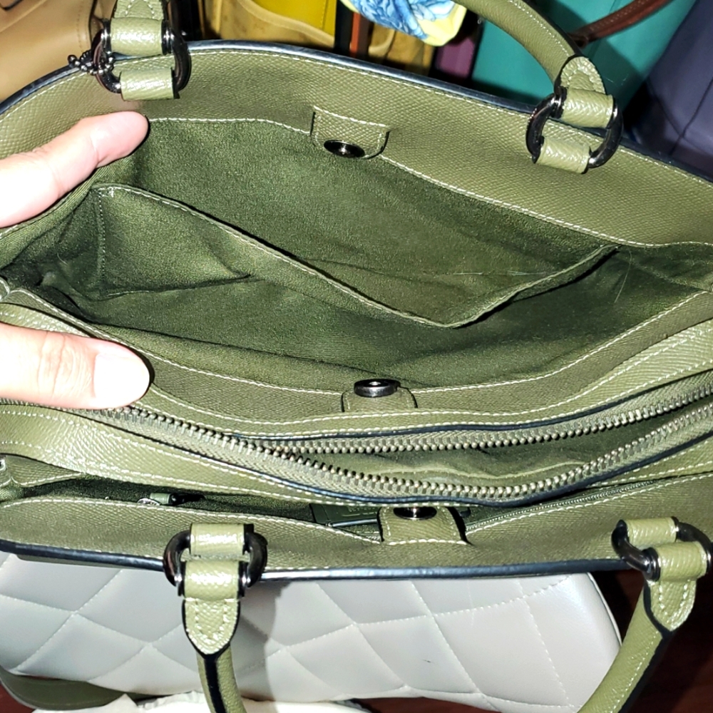RARE Coach Lillie Carryall Olive Green Leather Satchel Bag - Picture 16 of 16
